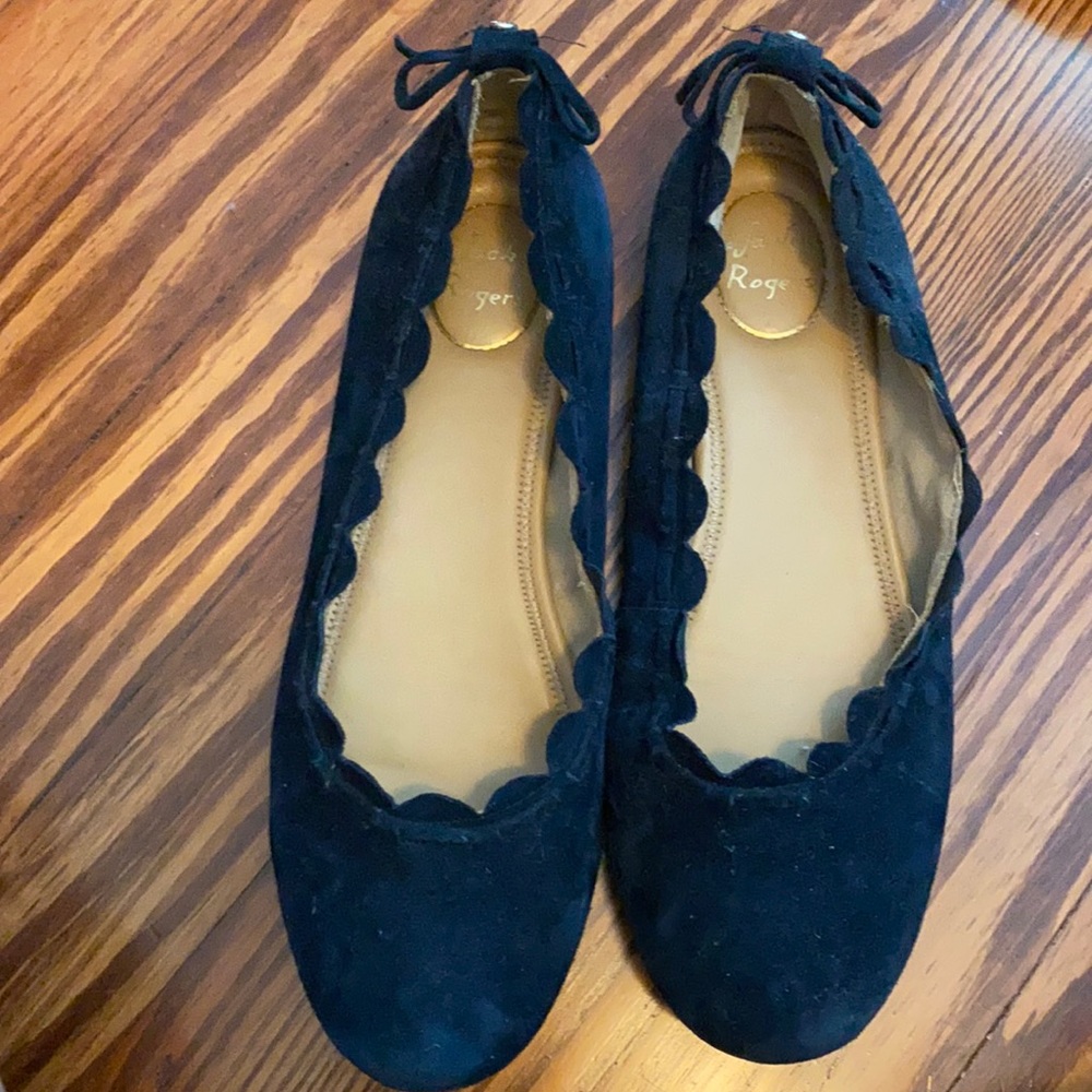 Jack Rogers Navy Suede Scalloped Ballet Flats